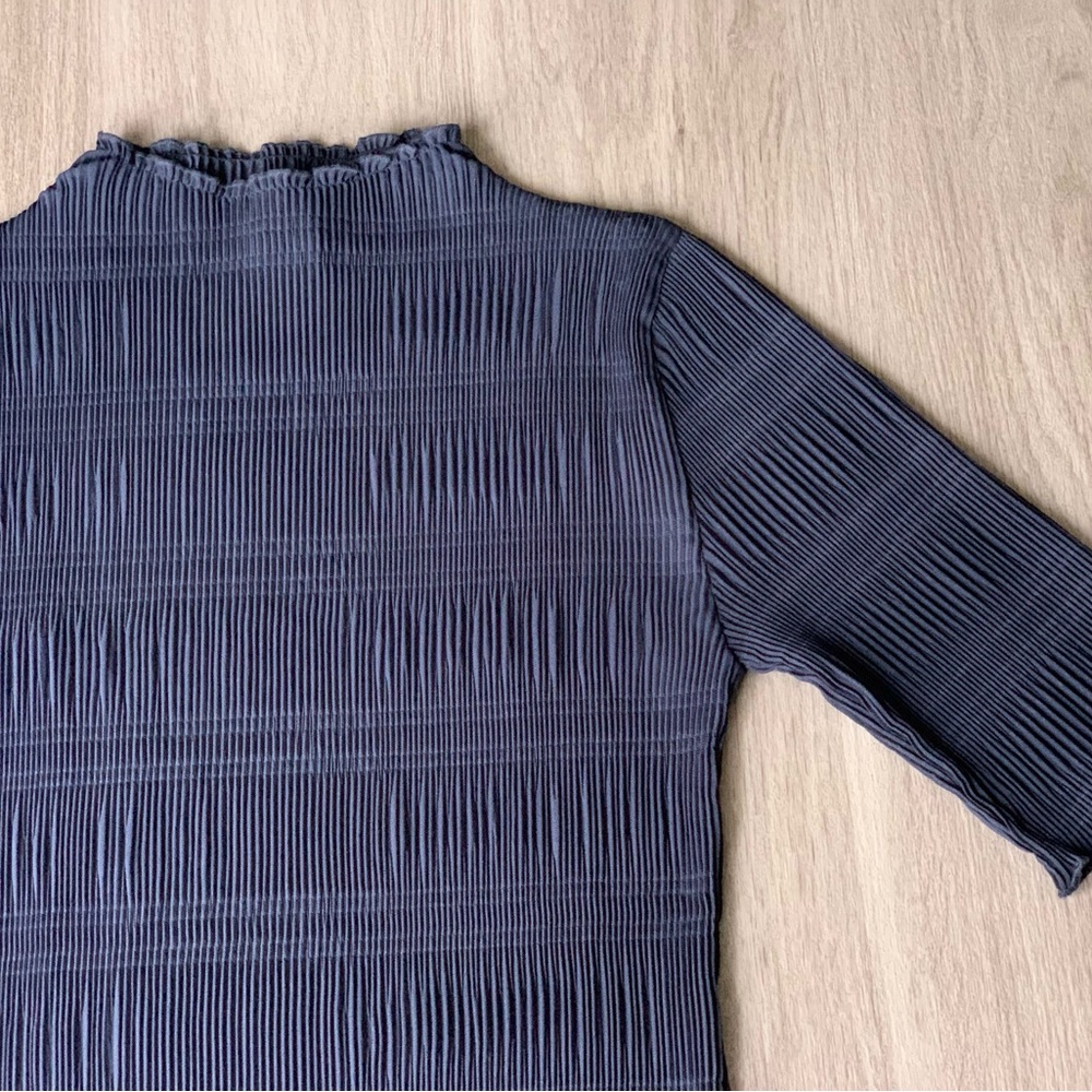 Ganni Navy Pleated Top - Picture 4 of 11